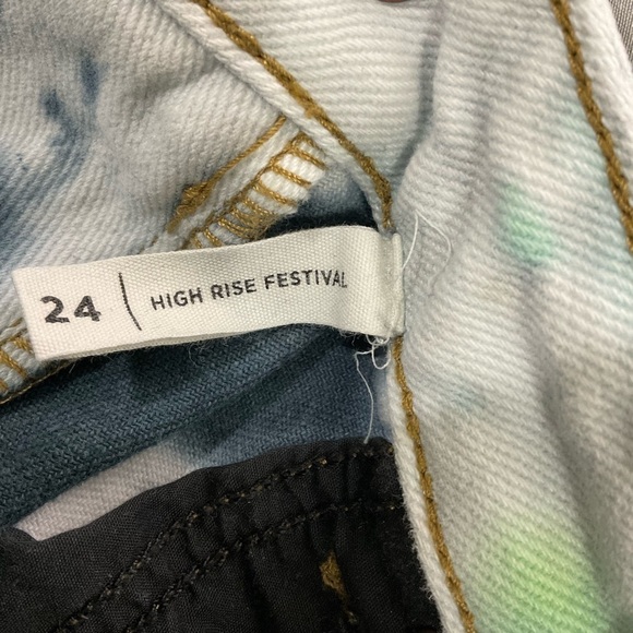 PacSun Shorts Womens 24 High Rise Festival Tie Dye Denim Blue Green Cut Offs - Picture 2 of 10
